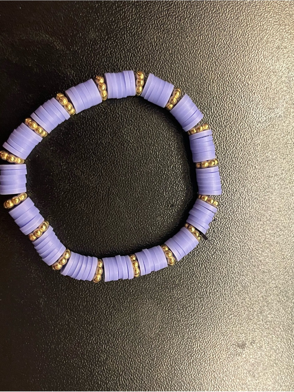 Lilac Disc Bead Stretch Bracelet with Gold Accents
